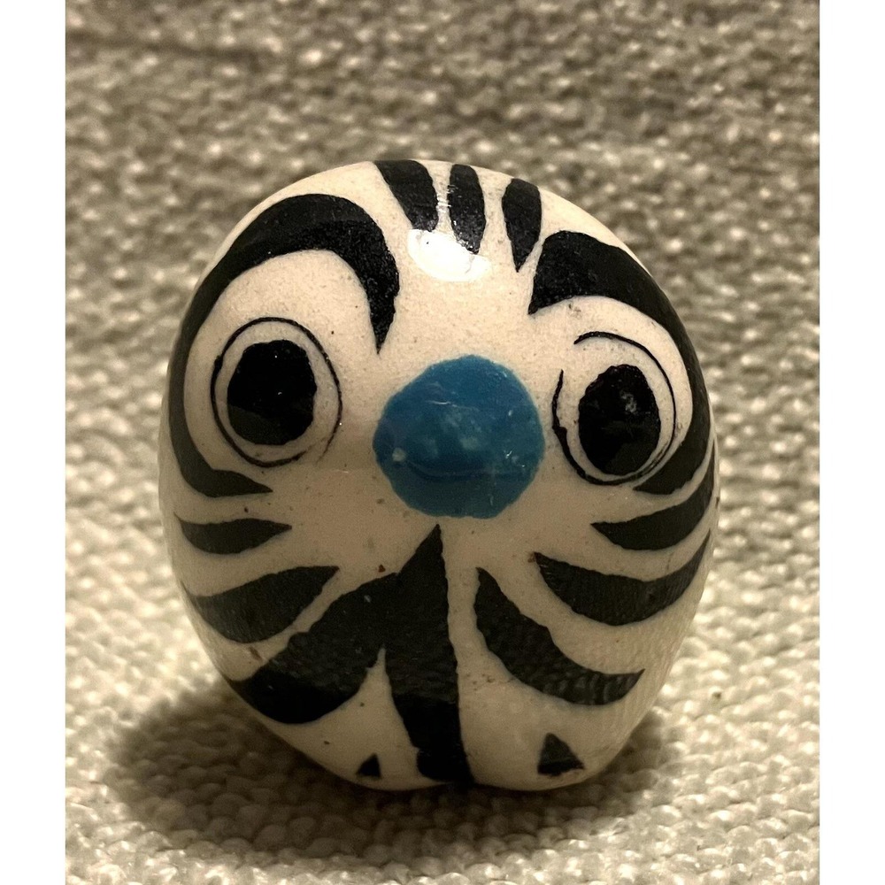 Vintage Tonala Mexico Pottery Mini Owl Figurine Hand Painted Floral Ceramic 1"